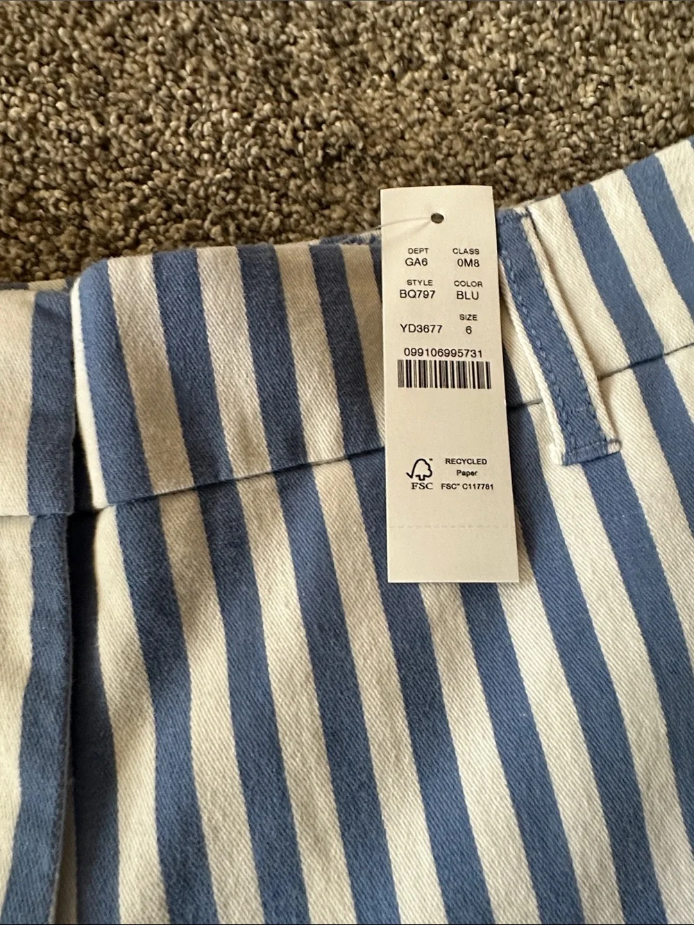 J.Crew New Blue & White Striped Women’s Shorts - Tailored